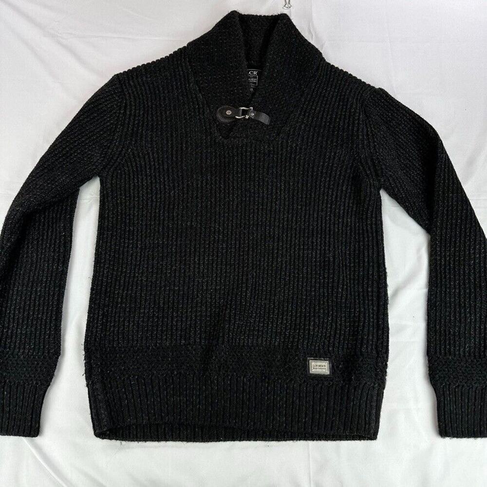 LCR Menswear Collection Black Buckle Button Cable Sweater Size 2XL